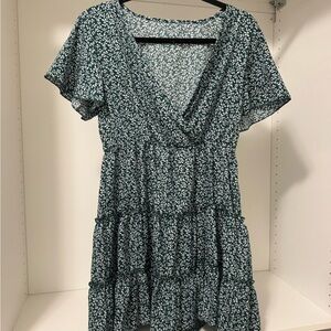 SHEIN Green Floral Mini Dress